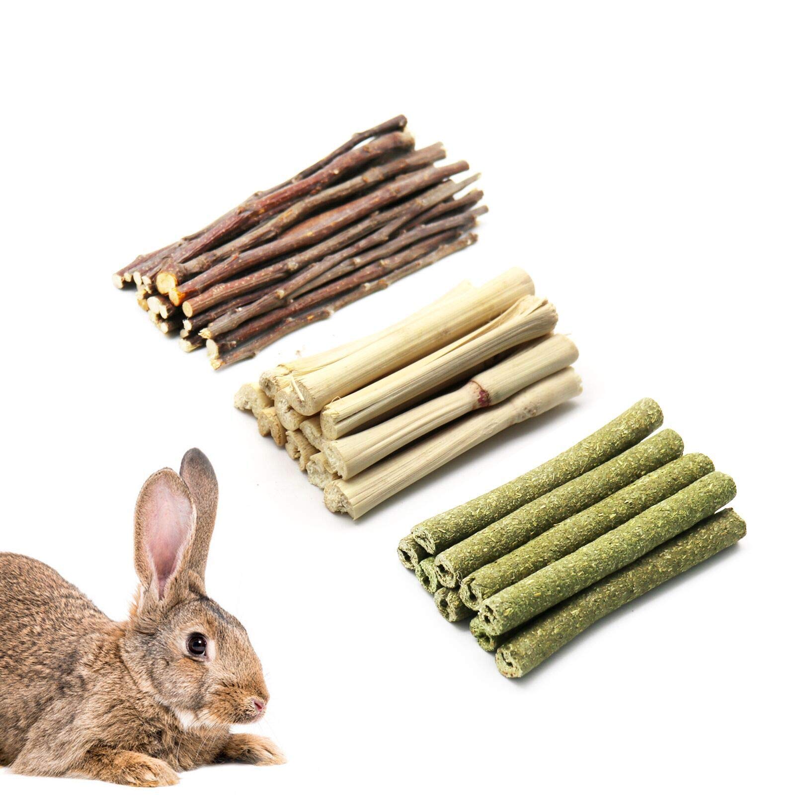 Barley Ears Natural Ball and Stick Chew Toys for Rabbit, Hamster, Parrot, Chinchilla, Guinea Pig and Gerbil Made of Grass and Rose