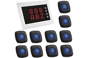 WNKRUN Wireless Calling System Restaurant Pager System Caregiver Pager for Patient Nurse Alert with 1 Number Display and 10 Waterproof Call Buttons for Elderly Clinic Nursing Center Hospital
