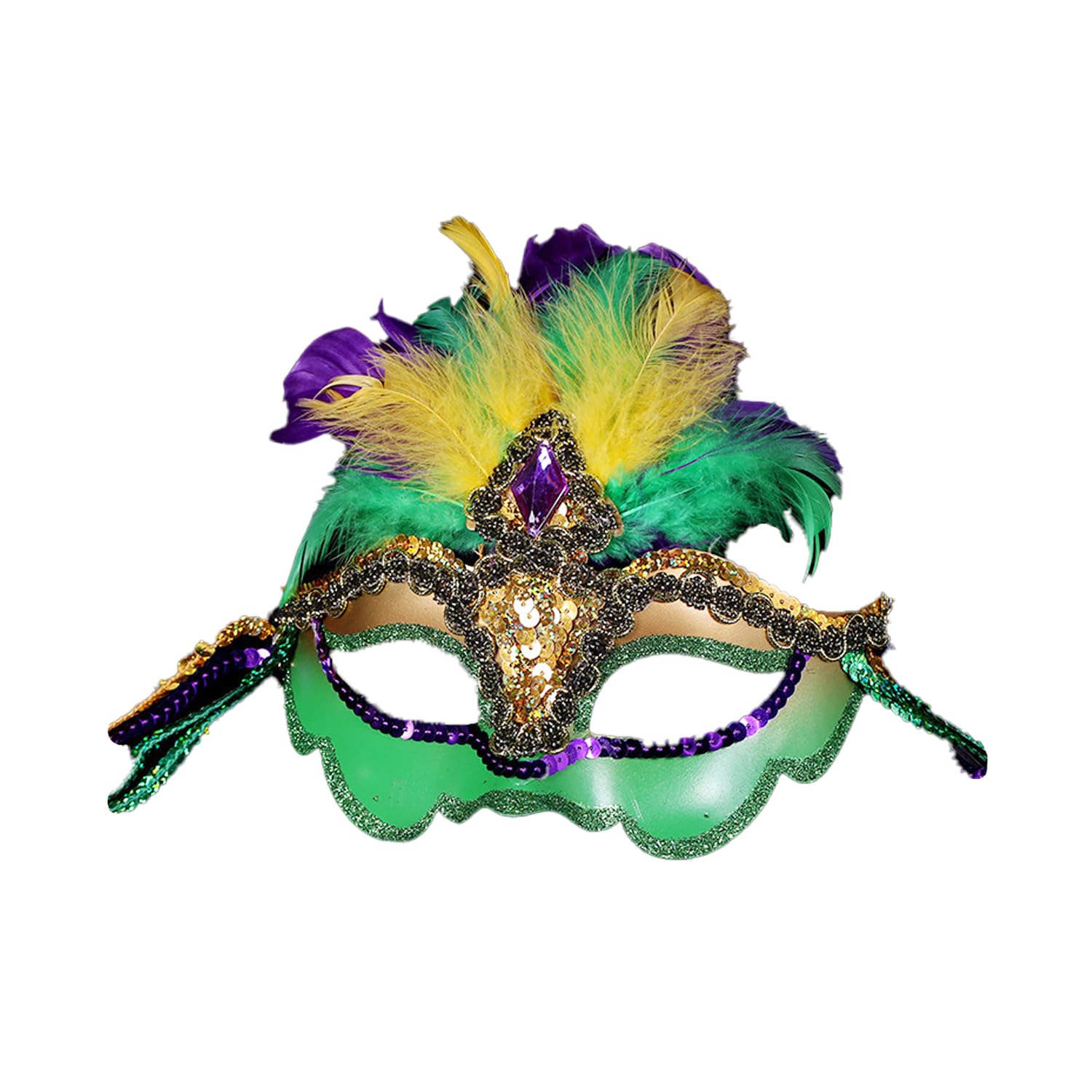 MEISH Mardi Gras Feather Mask Masquerade Halloween Mask Face Cover Feather Mask Costume Party Decoration for Women Men
