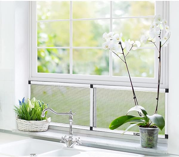 YOOCHEE EXPANDABLE WINDOW SCREEN, 2 PACK ADJUSTABLE WINDOW SCREEN (15″ H X 21″ – 40″ W) – MEDIUM REPLACEMENT WINDOW SCREENS WITH FRAME, DURABLE REPLACEMENT SCREEN FOR WINDOW