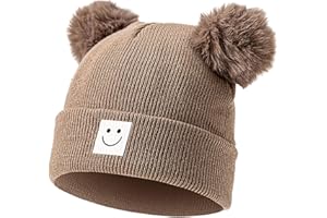 AZJ Baby Beanie Hat Toddler Infant Winter Knitted Hat Kids Soft Warm Pom Pom Beanie Cap for Boys Girls