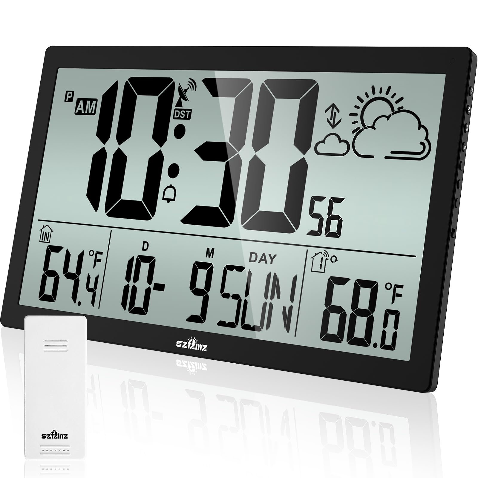 Photo 1 of Weather Station with Atomic Clock Indoor Outdoor Thermometer, 14.6" Large Wall Clock Battery Operated, Wireless Outdoor Sensor, Auto DST, Never Needs Setting! Digital Wall Clock for Office/home/school