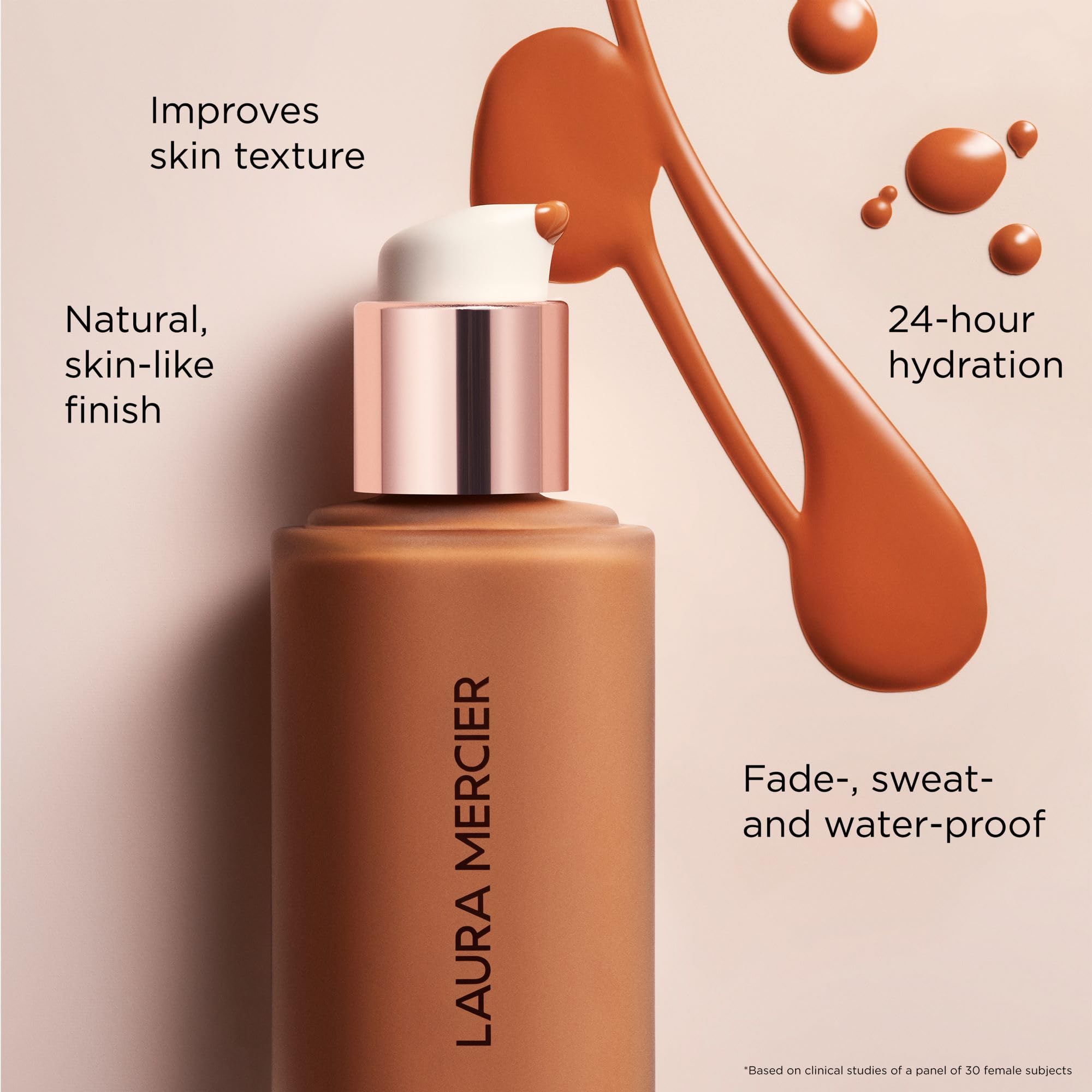 Laura Mercier Real Flawless Weightless Perfecting Waterproof Liquid Foundation: Medium-Buildable Coverage, 12 HR Fade-Proof Wear, Natural Finish, Hydrating, Long Lasting, Non-Comedogenic