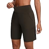 ZKIEYS Womens Bermuda Shorts for Women with Zipper Pocket Womens High Waisted Long Shorts for Running Workout Athletic