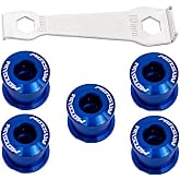 YBEKI 7075-T651 Aircraft-Grade Chainring Bolts Kit - CNC Machined for Road/MTB (Single &amp; Double Chainring), Includes 4.9mm &amp; 6.4mm Bolts + Heat-Treated Mounting Wrench, Anodized Anti-Corrosion