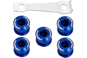 YBEKI 7075-T651 Aircraft-Grade Chainring Bolts Kit - CNC Machined for Road/MTB (Single & Double Chainring), Includes 4.9mm & 6.4mm Bolts + Heat-Treated Mounting Wrench, Anodized Anti-Corrosion