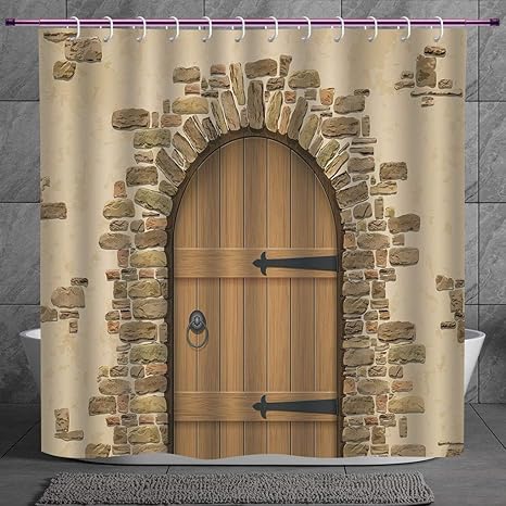 Unique Shower Curtain 2 0 Rustic Wine Cellar Entrance Stone Arch
