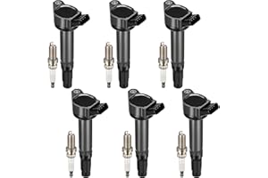 SYKRSS UF487 Ignition Coil & 6619 Spark Plugs Compatible with Toyota Camry Avalon Sienna Venza RAV4 Highlander RX350 ES350 RX450h 2007-2016 3.5L V6 Replaces 90919-A2007 90919-A2002, Set of 6