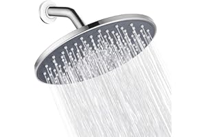 Large Shower Head VMASSTONE 9In High Pressure Showerhead - Tool Free Installation- with Large Spray Surfaces and 200 Nozzles for Delicate and Unstimulate Shower Experience (EM-001 Chrome/Dark Grey)