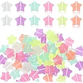 100 Pcs Glow in The Dark Star Beads, 13mm Colored Luminous Star Beads, Acrylic Stars Pony Bead Bulk for Bracelets Making Necklace Hair Braids Earring Keychains DIY String Craft Projects