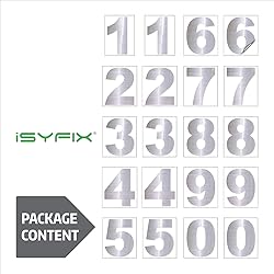 iSYFIX Silver Brushed Vinyl Numbers Stickers – 3