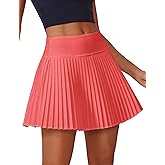 PINSPARK Pleated Tennis Skirt for Women High Waisted Athletic Skirts with Shorts Pockets Golf Workout Pickleball Skort Skirts