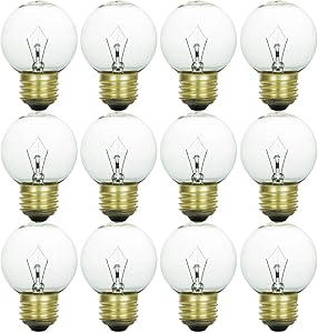 Sunlite 40G16/CL/MED/12PK 40W Incandescent G16 Globe Light Bulb Medium (E26) Base (12 Pack), Crystal Clear