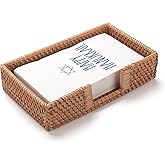 Rattan Napkin Holder Rectangle Woven Flat Napkin Basket Tray For Tables 9.5" x 5.5" x 2" (Rectangle)