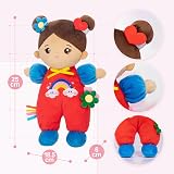 OUOZZZ Brown Baby Doll 10 Inch Soft Rag Doll Machine Washable Safe Rattle view 2