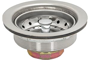 EZ-FLO Kitchen Sink Strainer fits 3-1/2 Inch Opening, Sink Drain Assembly with Die-Cast Slip-Joint Nut and Fixed-Post Basket, Stainless Steel, 30001
