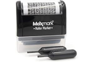 MaxMark Identity Theft Protection Stamp - Roller Stamp with Two Replacement Ink Tubes