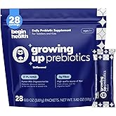 Begin Health Growing Up Prebiotics for Kids 28-Packs | Prebiotic Soluble Powder Stool Softeners and Digestive Gut Health Supplement | Ideal to Mix with Kids Daily Beverages and Soft Foods - Unflavored