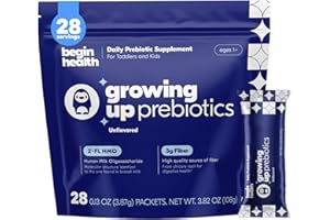 Begin Health Growing Up Prebiotics for Kids 28-Packs | Prebiotic Soluble Powder Stool Softeners and Digestive Gut Health Supplement | Ideal to Mix with Kids Daily Beverages and Soft Foods - Unflavored