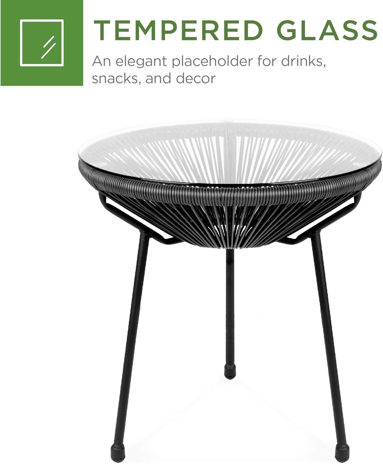 rope patio set on Best Choice Products 3 Piece Outdoor Acapulco All Weather Woven Rope Patio Conversation Bistro Set W Glass Top Table And 2 Rocking Chairs White