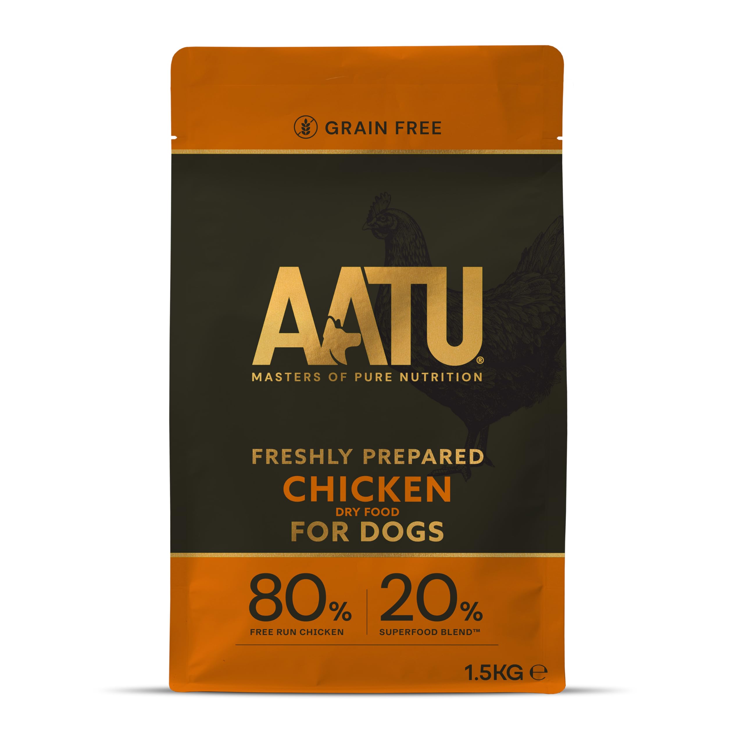 AATU Dog 80/20 Chicken 1.5kg x 1AATU 80/20 Complete Dry Dog Food, Chicken 1.5kg - Dry Food Alternative to Raw Feeding, High Protein. No Nasties, No Fillers. (Packaging may vary).