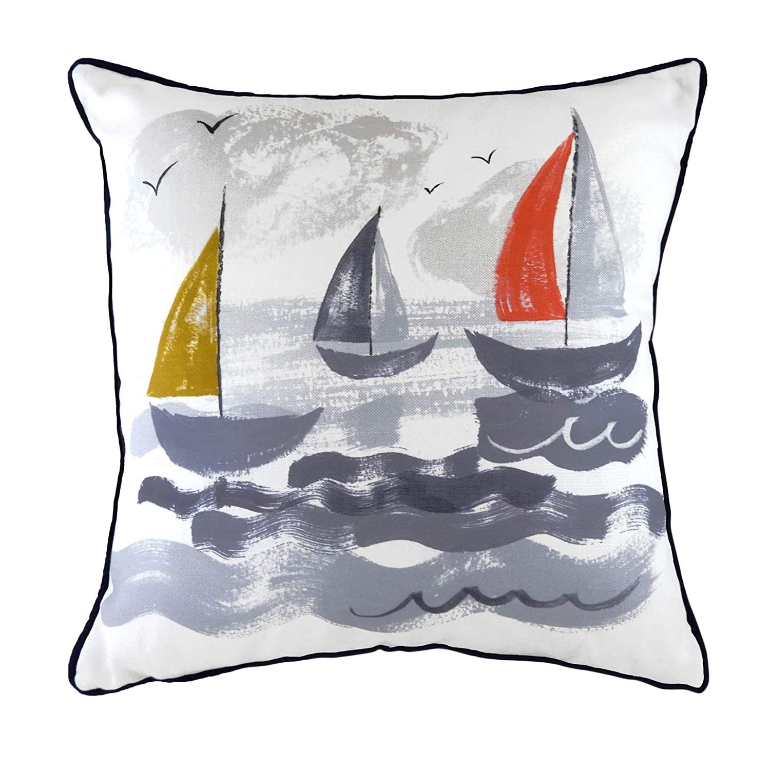 Evans Lichfield Nautical Sailboats Cushion Cover, Multi, 43 x 43cm