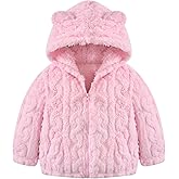 Lindanina Toddler Fleece Jacket Girls Hooded Zip-up Coat Warm Winter Clothes with Pocket 2-6 Years