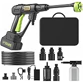 Cordless Pressure Washer Battery Powered; 990PSI Cordless Power Washer with 6-in-1 Nozzle, 23FT High-Elastic Hose, 21V Battery&Charger; Portable Handheld Pressure Washer Cleaner for Home (DH02-21)