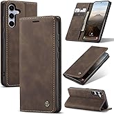Cracedily for Samsung Galaxy S25 Plus Case, Flip Wallet Leather Case with Card Holder Magnetic Closure Shockproof Kickstand Protective Phone Cases Cover for Galaxy S25 Plus, Coffee