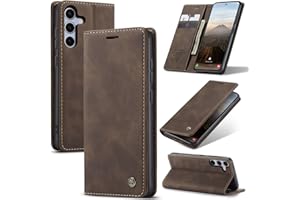 Cracedily for Samsung Galaxy S25 FE Case, Flip Wallet Leather Case with Card Holder Magnetic Closure Shockproof Kickstand Protective Phone Cases Cover for Galaxy S25 FE, Coffee