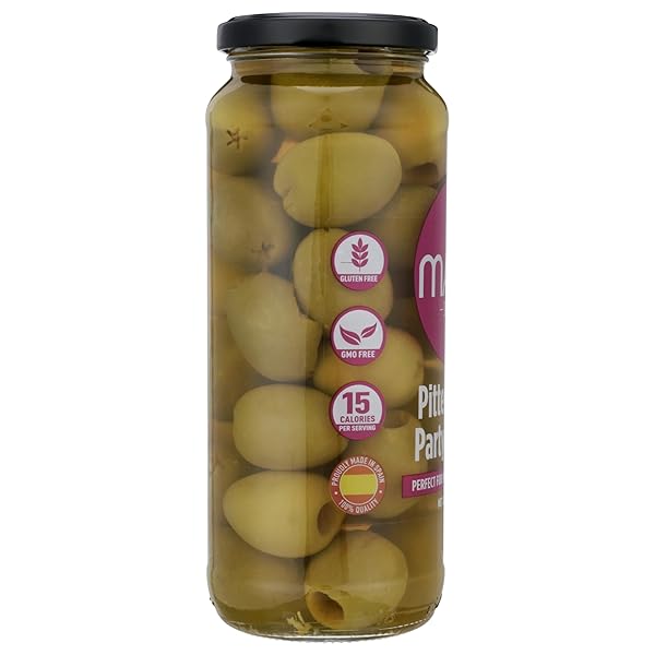 MARIO CAMACHO FOODS PITTED QUEEN PARTY COLOSSAL OLIVES, 9 OUNCE