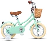 Glerc 12 Inch Kids Bike Mint Green with Basket Stabilisers Bell 3-5 Years view 2