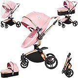 PU Leather 2 in 1 Baby Stroller with