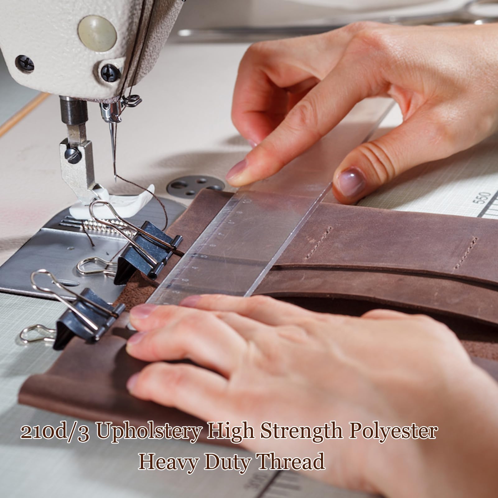 4Pcs Bonded Nylon Thread for Sewing, 210d/3 Upholstery Thread, 4 Cone of 1500 Yards Each Leather, Serger Overlock Machine for Sewing Hair Extension