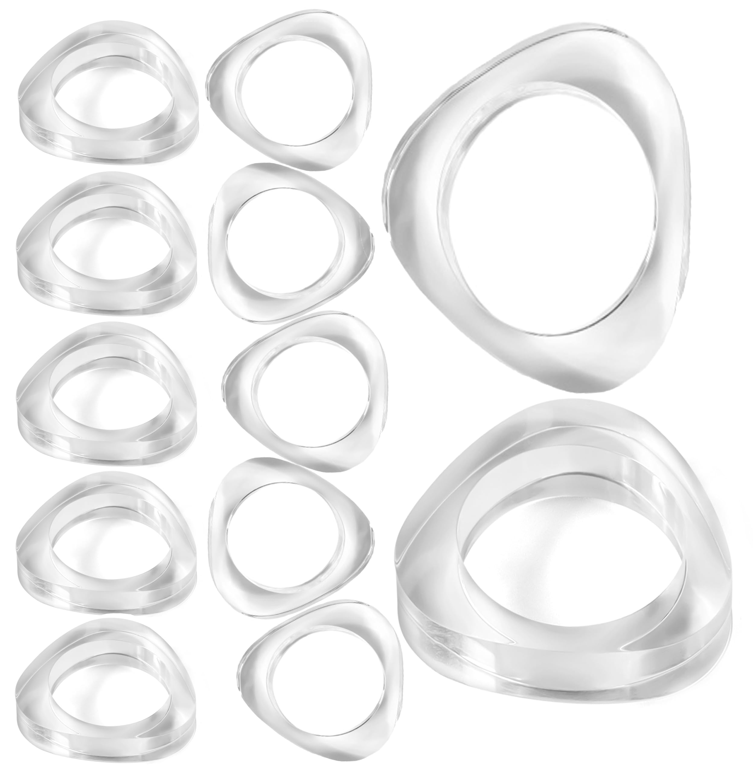 Photo 1 of Clear Acrylic Napkin Rings - Set of 12 Modern Oval Beveled Holders for Cloth Napkins | Elegant Serviette Rings for Dining Table, Wedding, Party & Holiday Décor (Transparent) - ALPHA Living HOME
