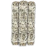 ESPOIR & AMOUR White Sage 9" - 3 Spiritual Sage Sticks for Smudging, Healing and Ritual - Hand-Tied Sage Smudge Sticks to Cleanse Negativity - Sustainably Harvested 9 Inch Californian Sage Bundle