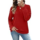 RUMIA Women's Crew Neck Sweatshirt Loose Pullover Long Sleeve Shirts Soft Tops for Women Fall Clothes 2025