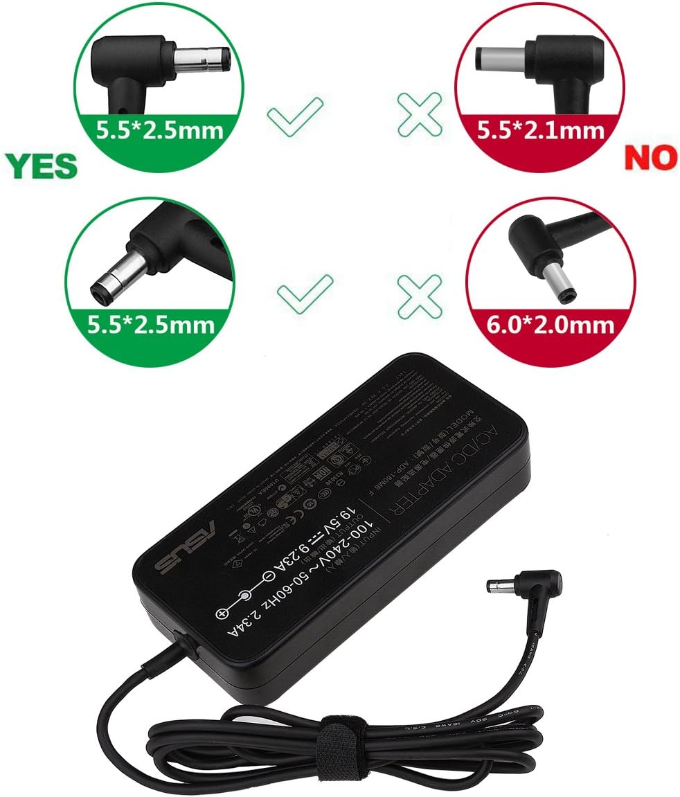 New Rog AC Charger for ADP-180MB F FA180PM111 ASUS Rog G55 G46VW G55VW GL502VM GL502VS GL502VT GL502VY GL503VM GL503VD FX502 FX502VM FX503 FX503VM G-Series Gaming Laptop Power Adapter Supply: Home Audio & Theater