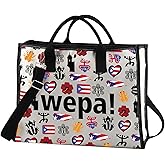 JXGZSO Puerto Rican Flag Cosmetic Bag Wepa Makeup Zipper Bag Puerto Rican Sayings Merch Latina Gift Spanish Gift Puertorican Gift (wepa TT)
