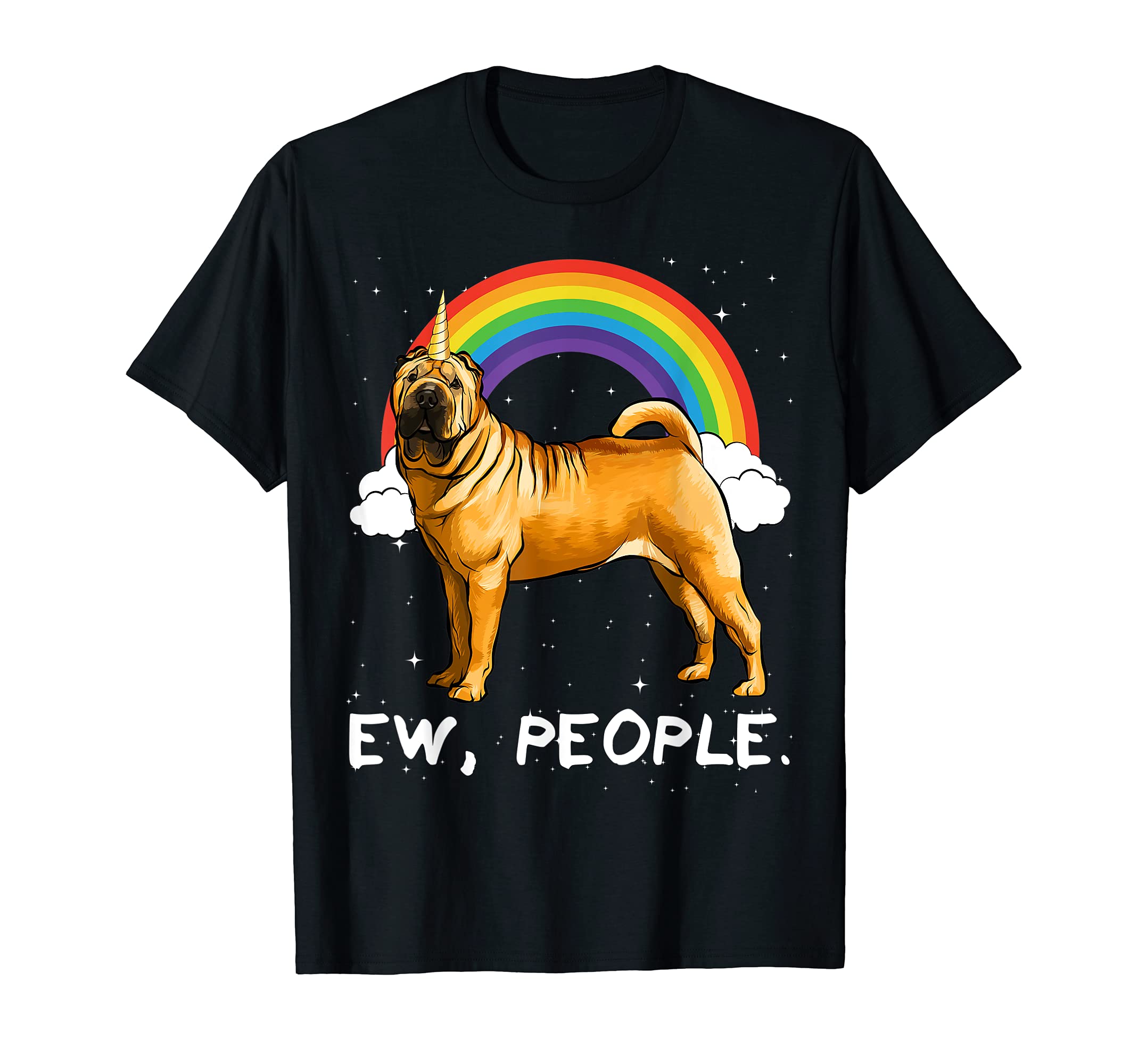 Rainbow Chinese Shar-Pei Ew People Unicorn Dog T-Shirt