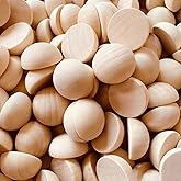 100pcs Half Wood Balls Unfinished Natural Half Ball Split Wood Balls for DIY Projects and Craft Supplies (20mm)