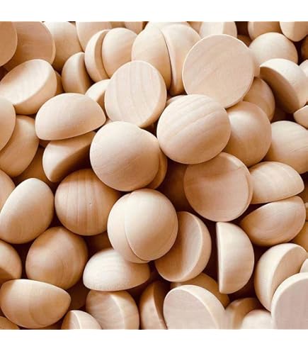 Lot De 200 Demi Perles En Bois, Boules De Bois Fendues, Demi Boule En