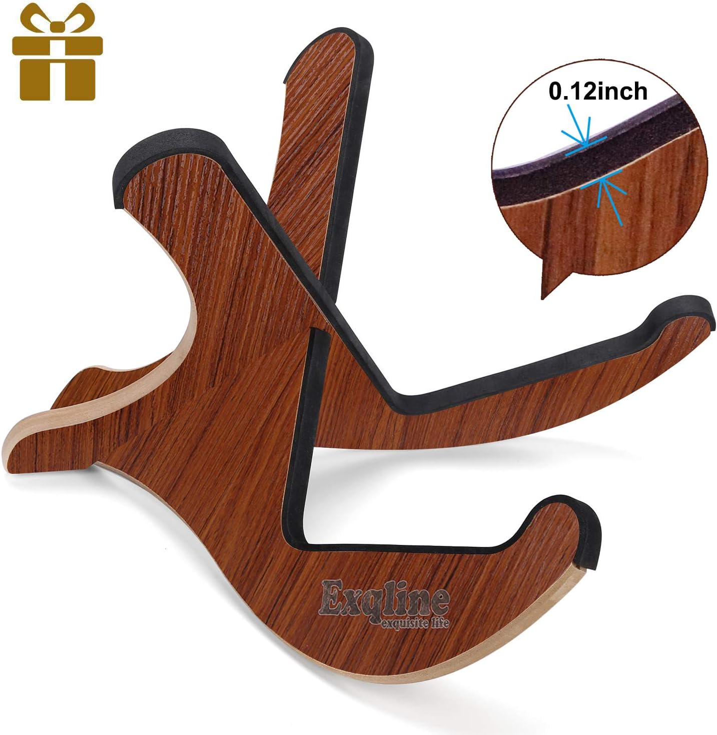 Exqline Wooden Guitar Stand with 0.12in Thickening Anti-Slip EVA Padding Universal Acoustic Guitar Stand Portable String Instrument Holder for Acoustic Classical Bass Guitars
