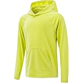 Poekuao Boys Rash Guard Long Sleeve Hoodie Swim Shirt with Pocket Youth Kids UPF 50+ Sun Protection Fishing Shirts Thumb Hole