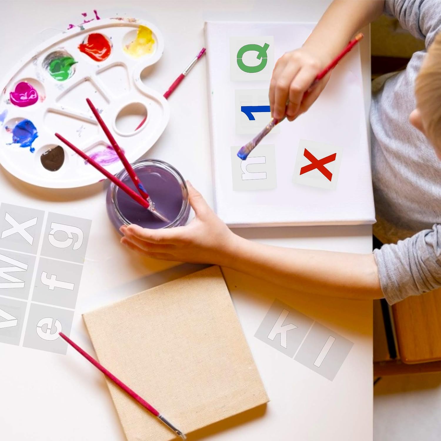 3 Inch Letter Stencils 62 Pcs Large Letter Number Stencils for Painting on Wood Reusable Alphabet Stencil for Fabric, Wall, Garden Flag : Kitchen & Dining