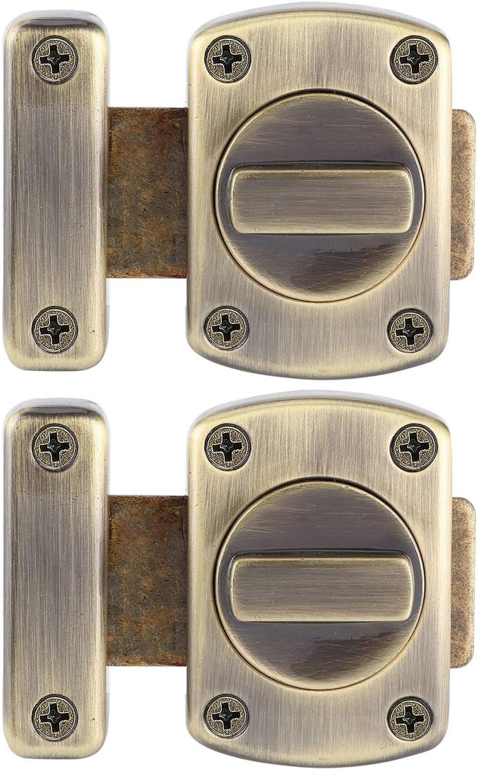 Litensh 2PCS Bathroom Door Bolt Lock Toilet Door Latch Rotate Bolt Gate Slide Latch Stainless Steel Door Locks Brushed Safety Cabinet Slide Lock Latches Green Bronze 55MM — image 1