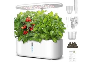 XILPO Indoor Garden Hydroponics Growing System, 10 Pods Plant Germination Kit Growth Lamp Countertop with LED Grow Light Planter Grower Harvest Vegetable Fruit No Seeds or Nutrient Solution Included