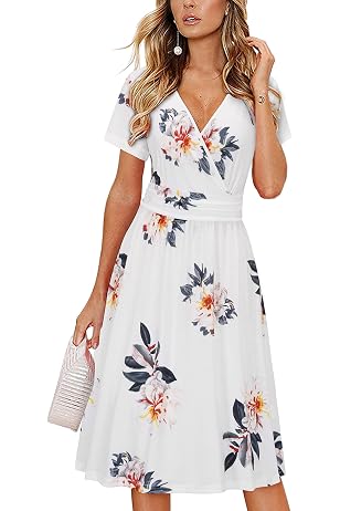 Short Sleeve Floral Dress with Pockets
