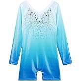 BAOHULU Gymnastics Leotards for Toddler Girls Long Sleeve Sparkle Stripes Tank Biketards Dance Unitards