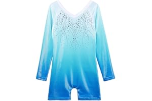 BAOHULU Gymnastics Leotards for Toddler Girls Long Sleeve Sparkle Stripes Tank Biketards Dance Unitards